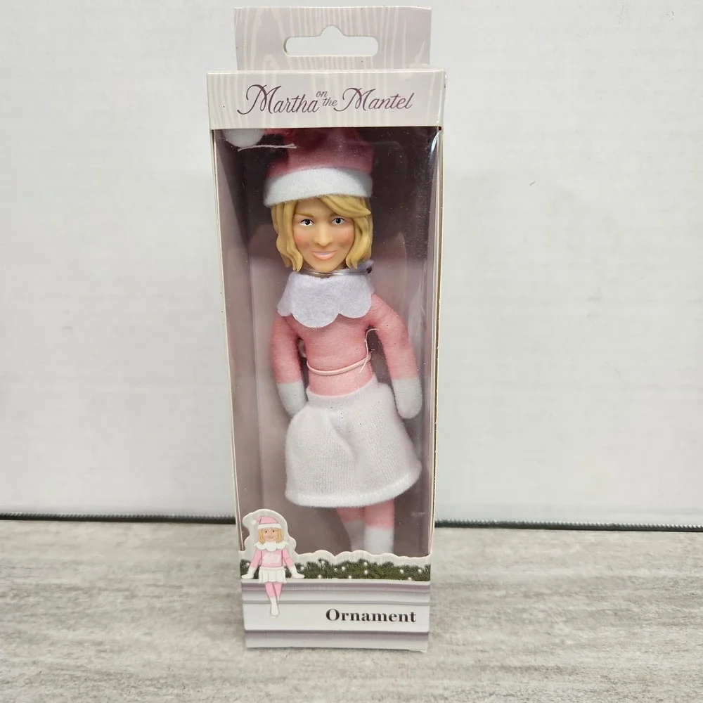 Martha on the Mantel Elf Ornament Doll Pink‎ White Christmas Holiday